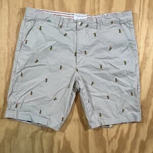 Denim & Flower Ricky Singh Pineapple Embroidered Chino Shorts Beige Khaki Men 36